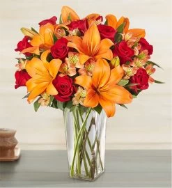 Elegant Autumn Rose & Lily Bouquet -Gift Promotion Store 148168sv2x