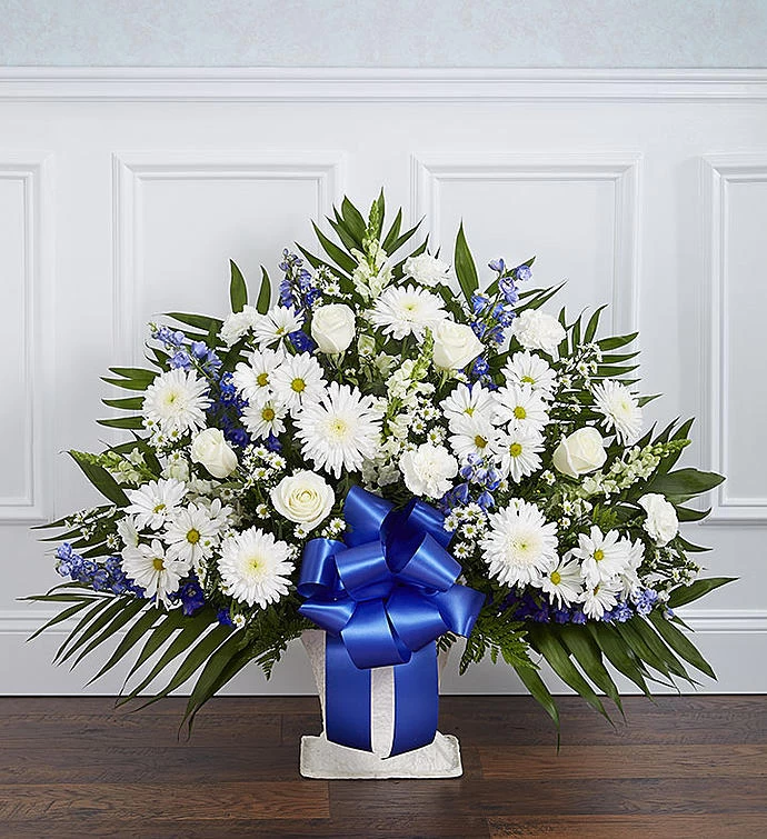 Heartfelt Tribute™ Blue & White Floor Basket Arrangement 10 Heartfelt Tribute™ Blue & White Floor Basket Arrangement - Image 8