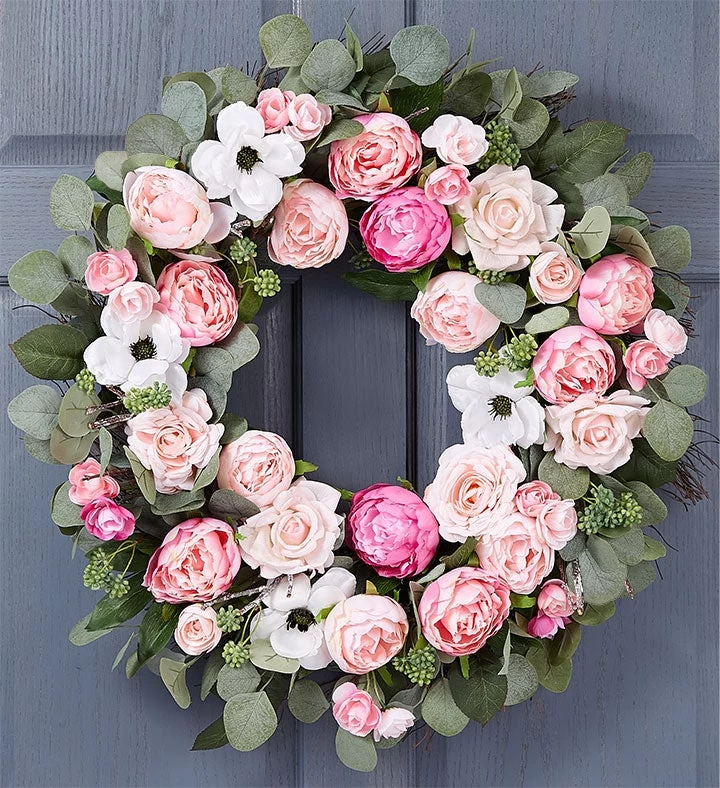 Pink Peony Wreath- 28" 6 Pink Peony Wreath- 28" - Image 4