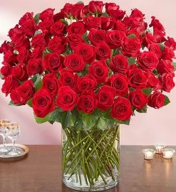 100 Premium Long Stem Red Roses