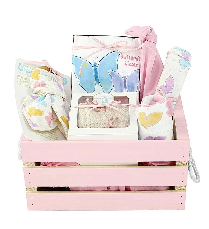 Personalized Organics Gift Basket In Pink Butterfly Kisses 4 Personalized Organics Gift Basket In Pink Butterfly Kisses - Image 2