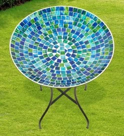 Mosaic Glass Tile Birdbath -Gift Promotion Store 182525alt view1c