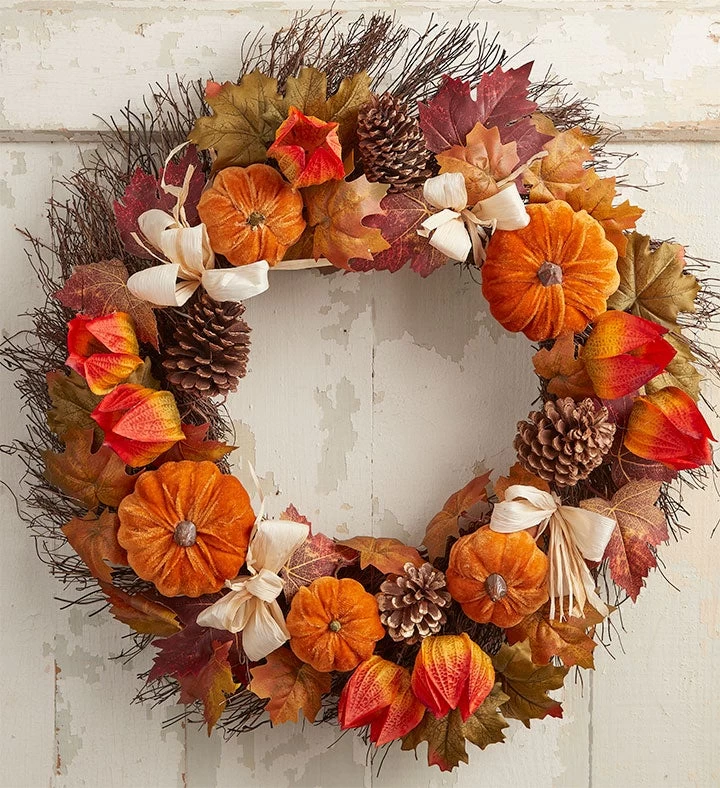 Velvet Pumpkin Wreath – 24” 4 Velvet Pumpkin Wreath – 24” - Image 2