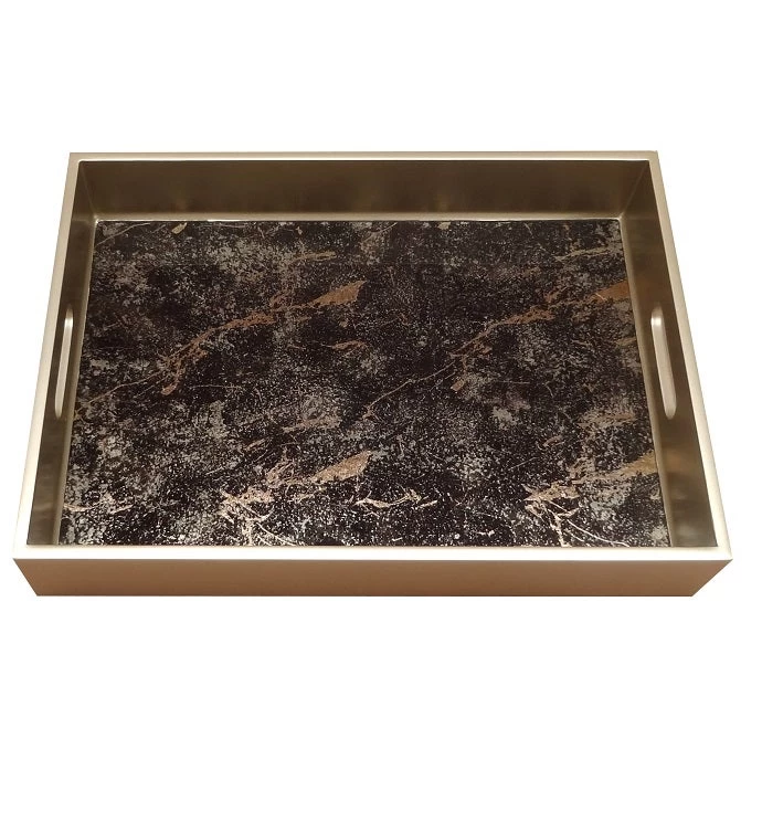 Handmade Reverse Painted Mirror Tray - Medium 3 Handmade Reverse Painted Mirror Tray - Medium