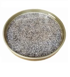 Handmade Reverse Painted Mirror Round Tray In Terrazzo -Gift Promotion Store mk001088x 2