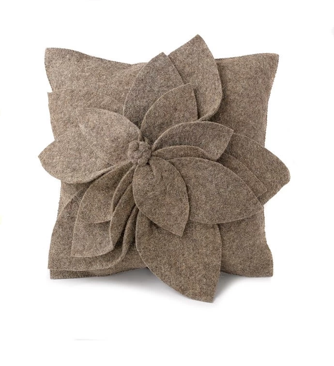 Hand Felted Wool Pillow Cover - 3D Flower 4 Hand Felted Wool Pillow Cover - 3D Flower - Image 2