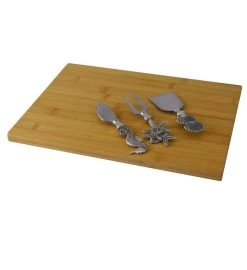 Silver Nautical Cheese Board With 3pc Utensil Set -Gift Promotion Store mk001755x 2