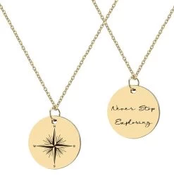 Never Stop Exploring Compass Necklace -Gift Promotion Store mk002219x 2