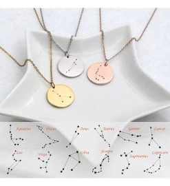 Gold Constellation Star Zodiac Necklace -Gift Promotion Store mk002267alt viewc