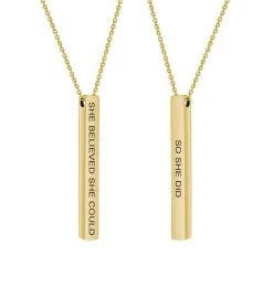 "She Believed She Could So She Did" Bar Necklace