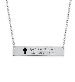 God Is Within Her She Will Not Fall Bar Necklace -Gift Promotion Store mk004442alt view2c