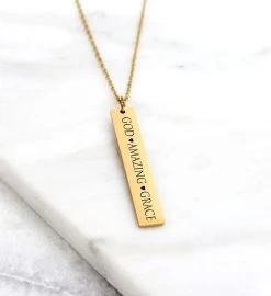 Anavia - God Amazing Grace Religious Bar Necklace