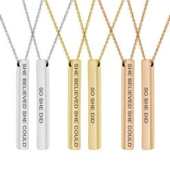 "She Believed She Could So She Did" Bar Necklace 9 "She Believed She Could So She Did" Bar Necklace -Gift Promotion Store mk004454alt viewc