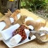 African Mahogany Safari Animal Napkin Rings (Set Of 6)