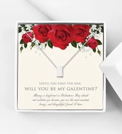 Will You Be My Galentine? Cube Valentine's Day Necklace -Gift Promotion Store mk006088alt viewc