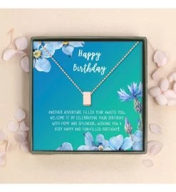 Dainty Cube Pendant Necklace With Happy Birthday Card And Gift Box 13 Dainty Cube Pendant Necklace With Happy Birthday Card And Gift Box -Gift Promotion Store mk007702x 2
