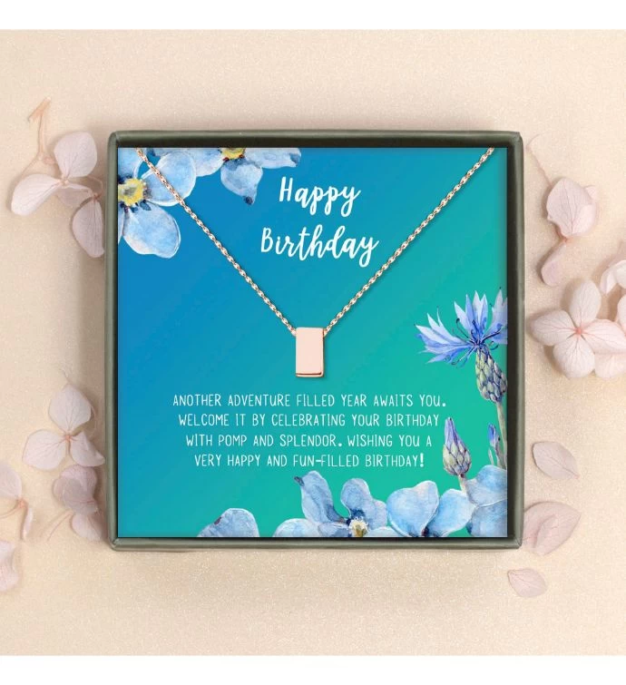 Dainty Cube Pendant Necklace With Happy Birthday Card And Gift Box 8 Dainty Cube Pendant Necklace With Happy Birthday Card And Gift Box - Image 6