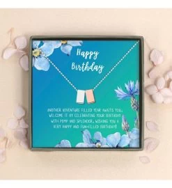 Cube Necklace With Happy Birthday Card And Gift Box