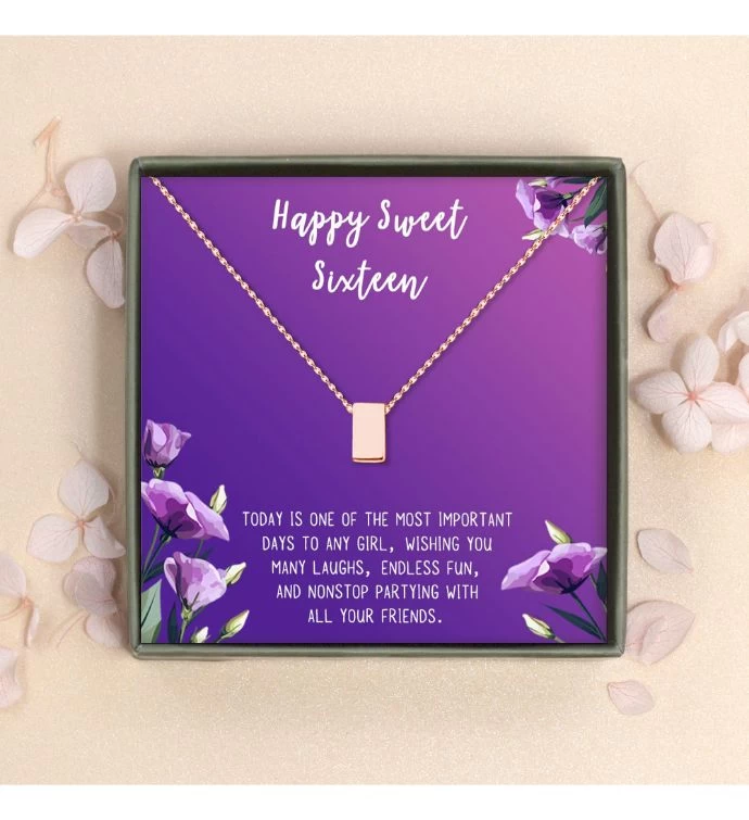 Happy Sweet Sixteen Dainty Cube Birthday Pendant Necklace 4 Happy Sweet Sixteen Dainty Cube Birthday Pendant Necklace - Image 2