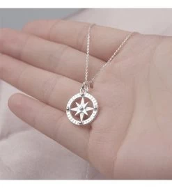 Sterling Silver Compass Valentine's Day Jewelry Gift -Gift Promotion Store mk008578alt view3c