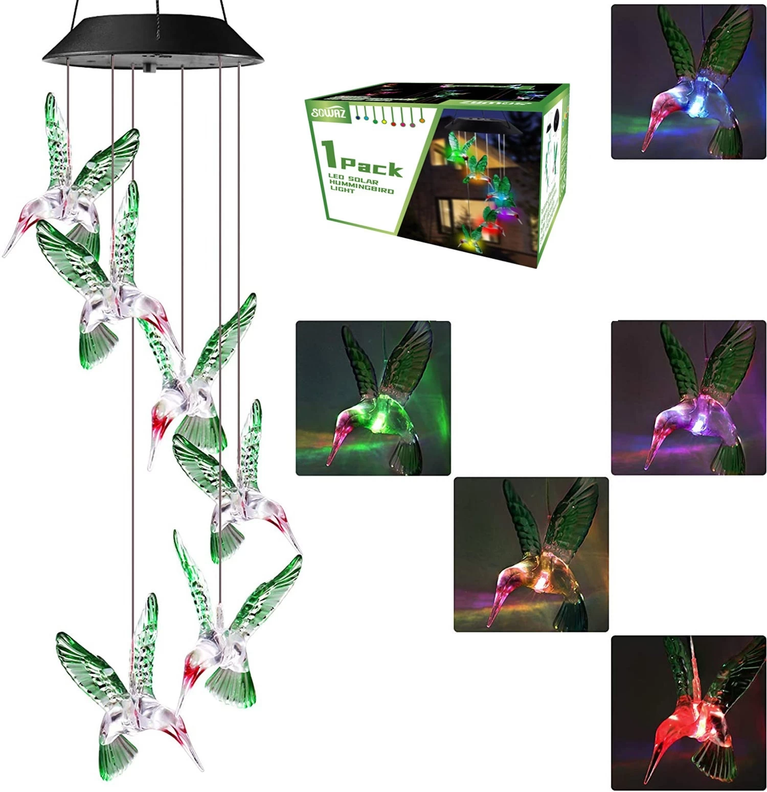 Outdoor Solar Color Changing Hummingbird String Hanging Light Garden Patio 3 Outdoor Solar Color Changing Hummingbird String Hanging Light Garden Patio