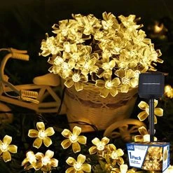 30 Led 23 Feet Solar Led Sakura Flower Lights