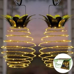 60 Led Hanging Solar Pineapple String Lights