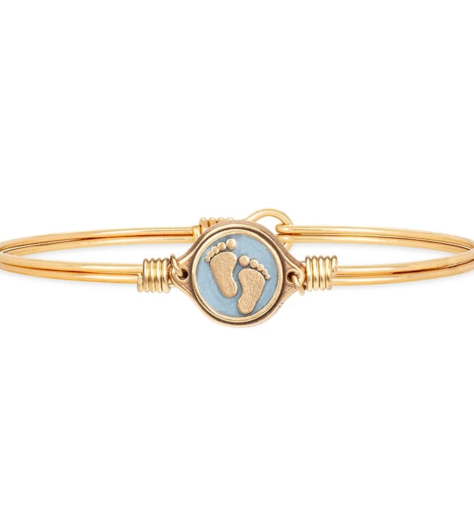 Little Footsteps Bangle Bracelet In Blue 5 Little Footsteps Bangle Bracelet In Blue - Image 3