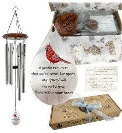 Cardinal Memorial Wind Chime Silver Teardrop 11 Cardinal Memorial Wind Chime Silver Teardrop -Gift Promotion Store mk009995alt view2c