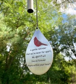 Cardinal Memorial Wind Chime Silver Teardrop 10 Cardinal Memorial Wind Chime Silver Teardrop -Gift Promotion Store mk009995alt viewc