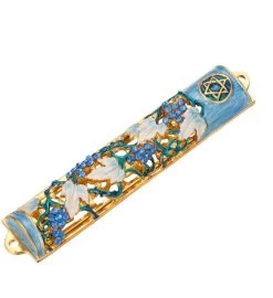 Matashi Hand Painted 6" Enamel Grape Mezuzah W/ Gold Accents & Crystals -Gift Promotion Store mk010161alt view3c