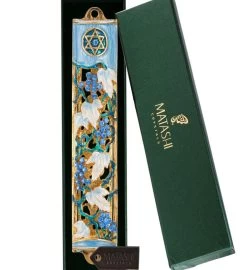 Matashi Hand Painted 6" Enamel Grape Mezuzah W/ Gold Accents & Crystals -Gift Promotion Store mk010161alt viewc