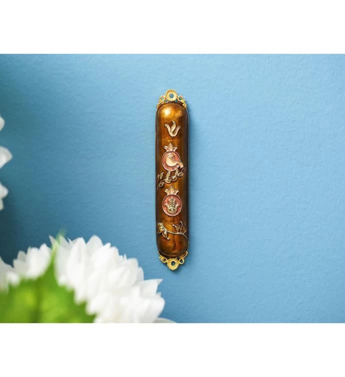 Matashi Hand Painted Enamel Mezuzah W/ A Dove & Hamsa Design W/ Crystals 7 Matashi Hand Painted Enamel Mezuzah W/ A Dove & Hamsa Design W/ Crystals - Image 5