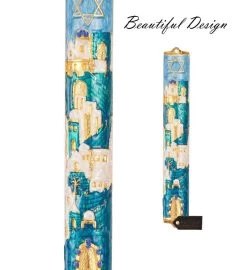 Matashi Hand Painted 5.5" Enamel Jerusalem Cityscape Mezuzah W/ Crystals 12 Matashi Hand Painted 5.5" Enamel Jerusalem Cityscape Mezuzah W/ Crystals -Gift Promotion Store mk010166alt view3c