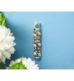Matashi Hand Painted 6" Enamel Mezuzah W/ Ivy & Flowers Design W/ Crystals 12 Matashi Hand Painted 6" Enamel Mezuzah W/ Ivy & Flowers Design W/ Crystals -Gift Promotion Store mk010186alt view3c