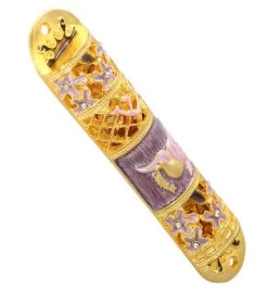 Matashi Hand Painted 5.7" Dove Mezuzah W/ Gold Accents & Crystals -Gift Promotion Store mk010189alt view2c