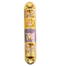Matashi Hand Painted 5.7" Dove Mezuzah W/ Gold Accents & Crystals -Gift Promotion Store mk010189alt viewc