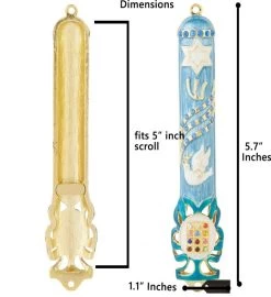 Matashi Hand Painted 5.7" Dove Mezuzah W/ Gold Accents & Crystals -Gift Promotion Store mk010190alt view2c