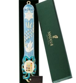Matashi Hand Painted 5.7" Dove Mezuzah W/ Gold Accents & Crystals -Gift Promotion Store mk010190alt viewc