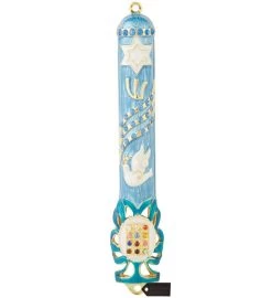 Matashi Hand Painted 5.7" Dove Mezuzah W/ Gold Accents & Crystals -Gift Promotion Store mk010190x