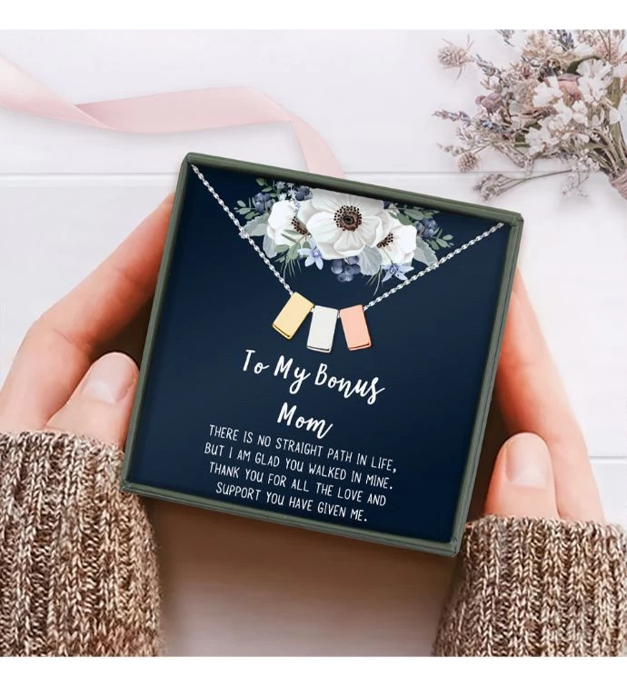 To My Bonus Mom Mother's Day Gift Necklace 3 To My Bonus Mom Mother's Day Gift Necklace