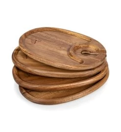 NFL Wine Appetizer Plate Set Of 4, Acacia Wood -Gift Promotion Store mk010789x 1