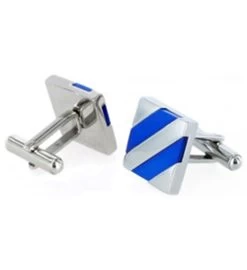 Men's Stainless Steel Polished Mother Of Pearl Inlay Square Cuff Links -Gift Promotion Store mk011424alt viewc