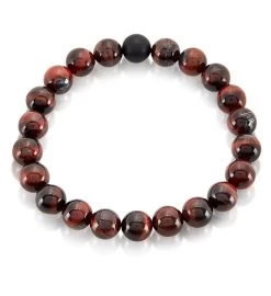 Men's Polished 10mm Natural Stone Bead Stretch Bracelet -Gift Promotion Store mk011425alt viewc