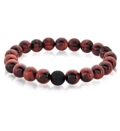 Men's Polished 10mm Natural Stone Bead Stretch Bracelet -Gift Promotion Store mk011425x 1