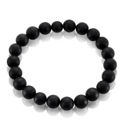 Matte Onyx 10mm Stone Bead Stretch Bracelet -Gift Promotion Store mk011430alt viewc