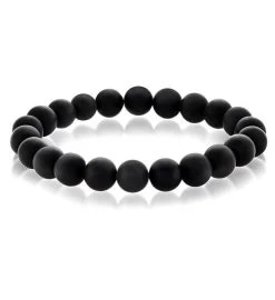 Matte Onyx 10mm Stone Bead Stretch Bracelet -Gift Promotion Store mk011430x 2
