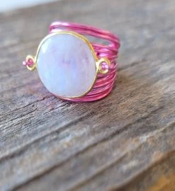 Torrey Ring In Hot Pink With Moonstone -Gift Promotion Store mk012227x 2
