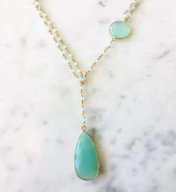 Diana Denmark Necklace Chalcedony With Chalcedony Drop -Gift Promotion Store mk012261alt viewc