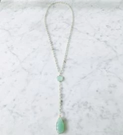 Diana Denmark Necklace Chalcedony With Chalcedony Drop -Gift Promotion Store mk012261x 2